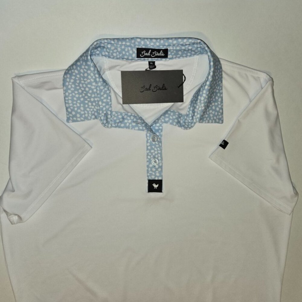 Bad Birdie NEW NWT Core Short Sleeve Golf Polo Shirt Women Size XL Blue White